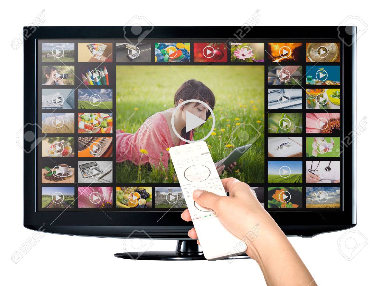 Video Sur Le Service De Vod De La Demande Sur Le Concept De Television Tv Banque D Images Et Photos Libres De Droits Image