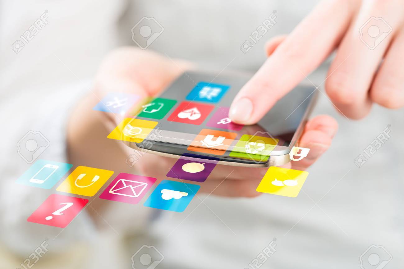 Social media network concept on phone. - 54420128 Social media network concept on phone. - 54420128