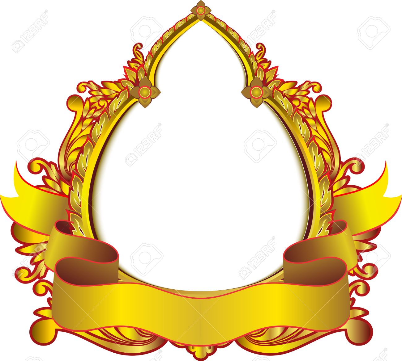 gold frame vector design oval and gold ribbon for word bottom