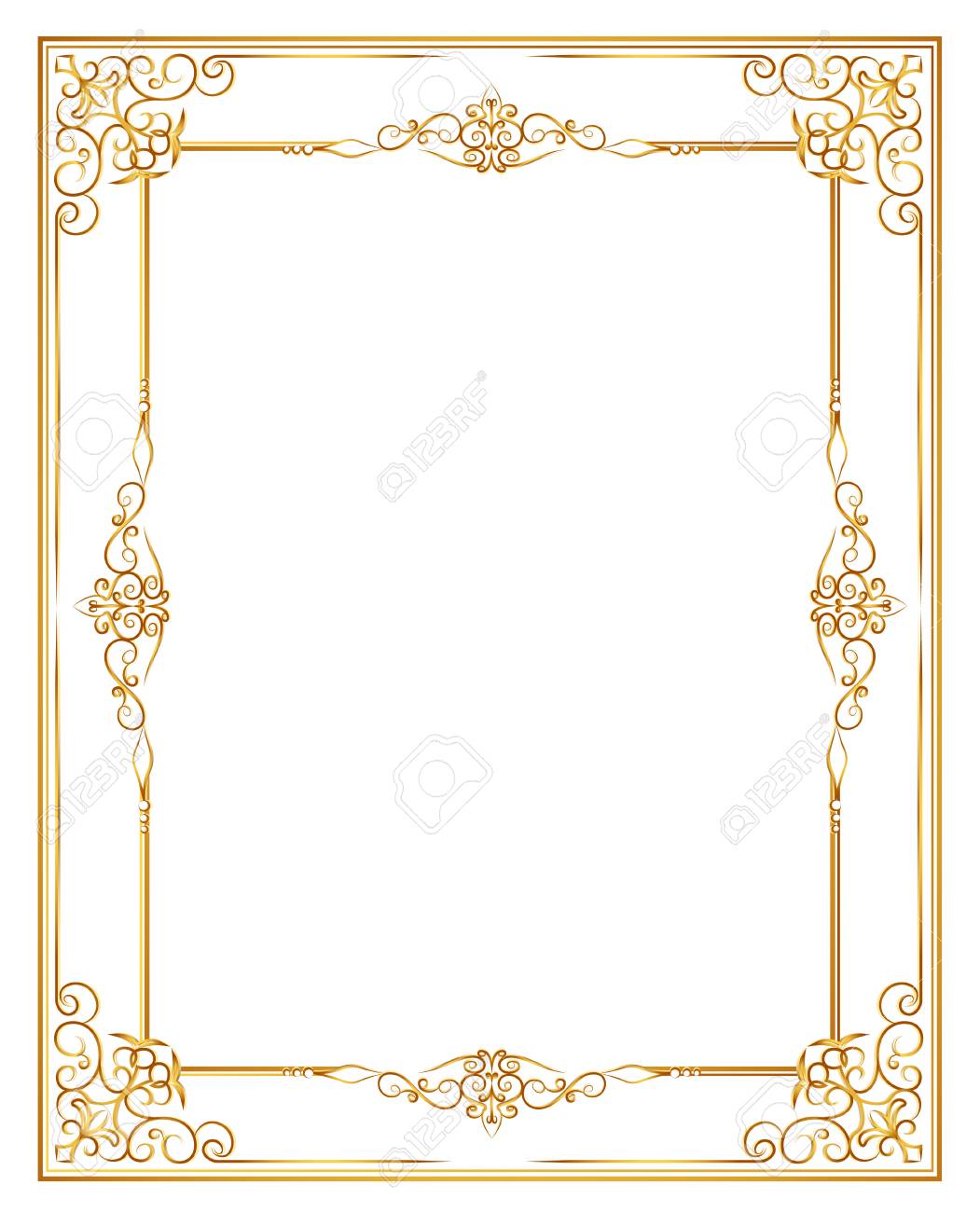 コーナー ライン画像 ベクター フレーム枠デザイン装飾パターン スタイルの花とゴールドのフォト フレームです タイ美術金色金属の美しいコーナー のイラスト素材 ベクタ Image