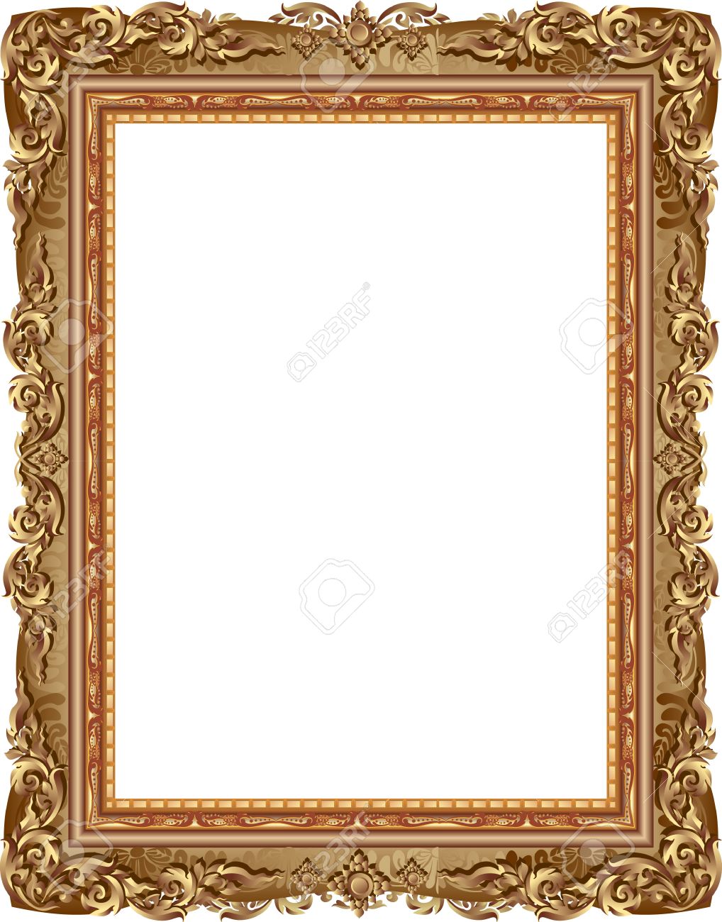 Gold Photo Frame With Corner Line Floral For Picture, Vector Frame Border  Design Decoration Pattern Style. Thai Art Golden Metal Beautiful Corner.  Royalty Free SVG, Cliparts, Vectors, and Stock Illustration. Image 66069701., image size:1018x1300