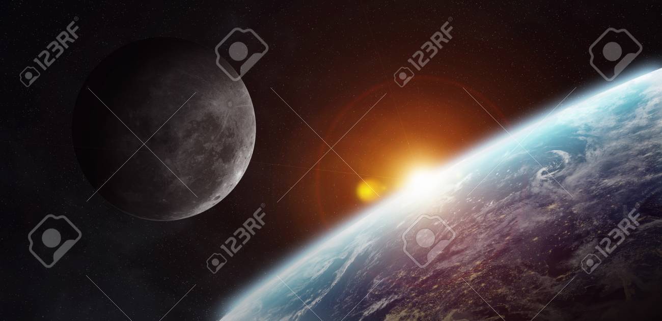 Vue De La Lune Pres De La Planete Terre De L Espace Pendant Un