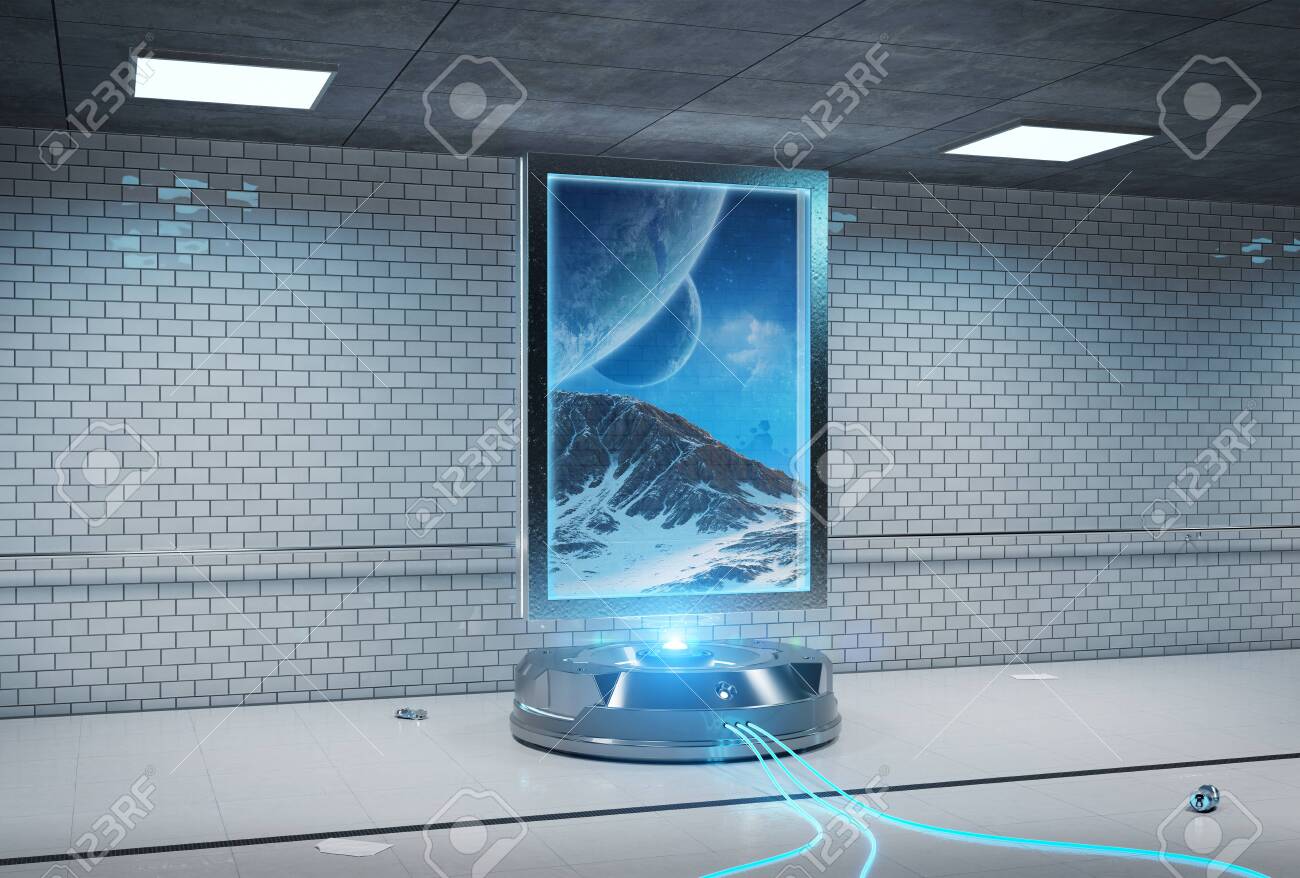 Download Futuristic Vertical Billboard In Dirty Underground Tube Station Stock Photo Picture And Royalty Free Image Image 126758292 PSD Mockup Templates