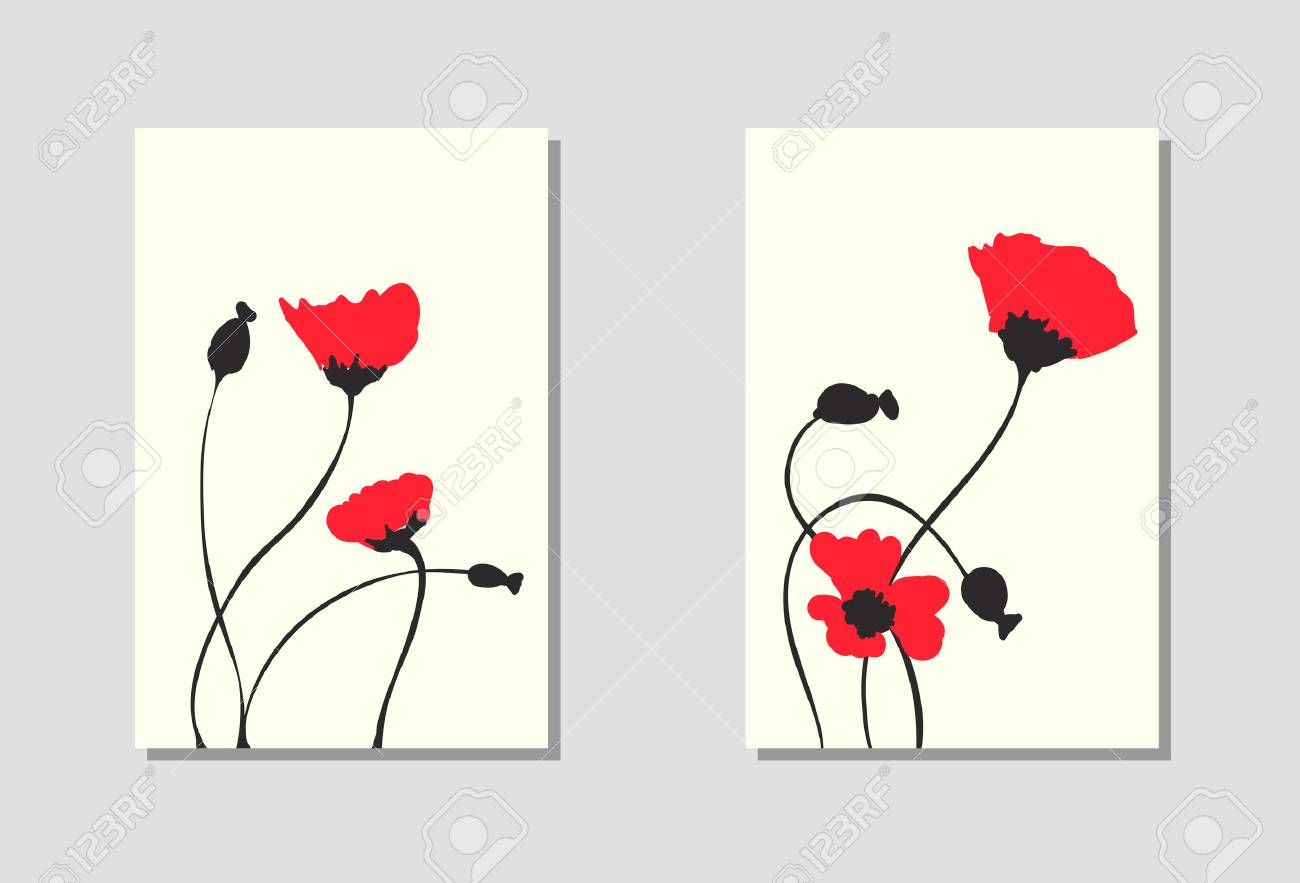 Vibrant floral vertical banners of poppy flowers and blossoms isolated on white background. Wallpaper with empty space for your text. Red flower design. Vector illustration. - 61194122 Vibrant floral vertical banners of poppy flowers and blossoms isolated on white background. Wallpaper with empty space for your text. Red flower design. Vector illustration. - 61194122