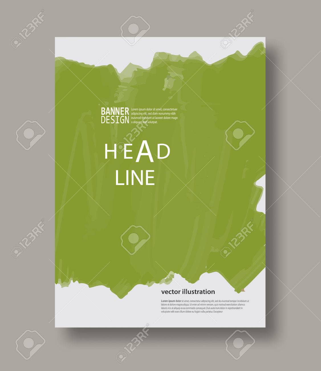 green abstract design ink paint on brochure color element on green brochure