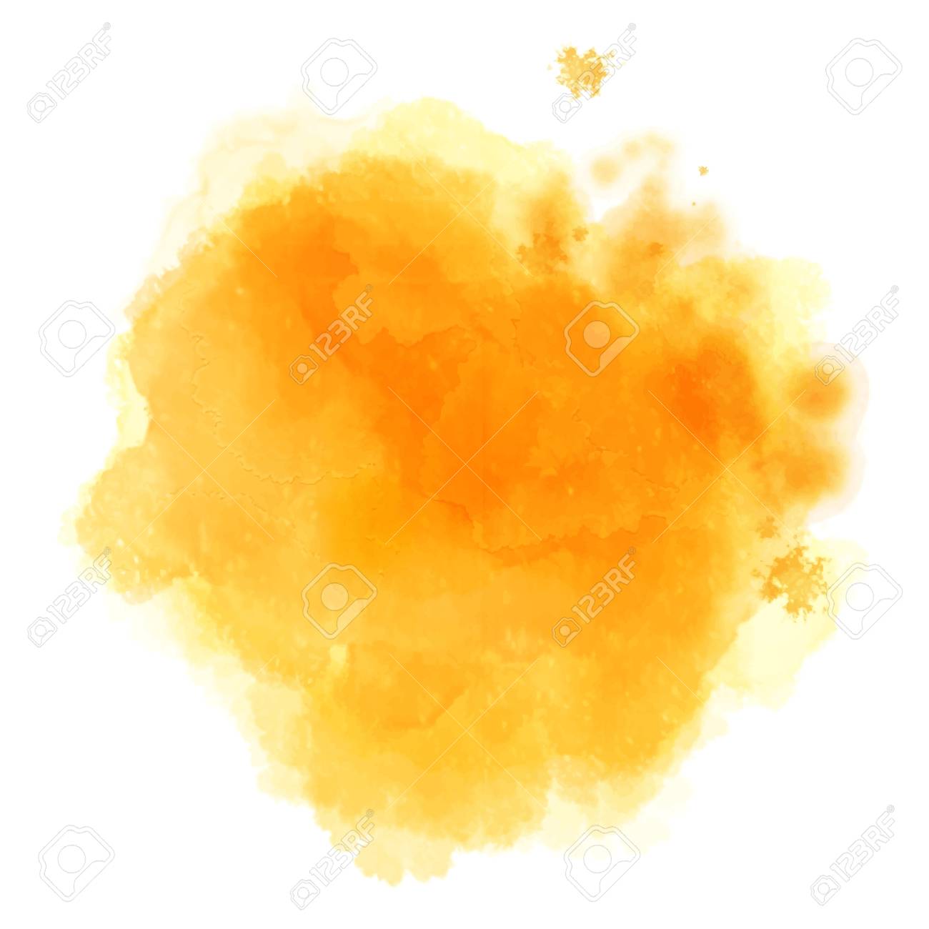 Abstract Yellow Orange Watercolor Brush Strokes Painted On White