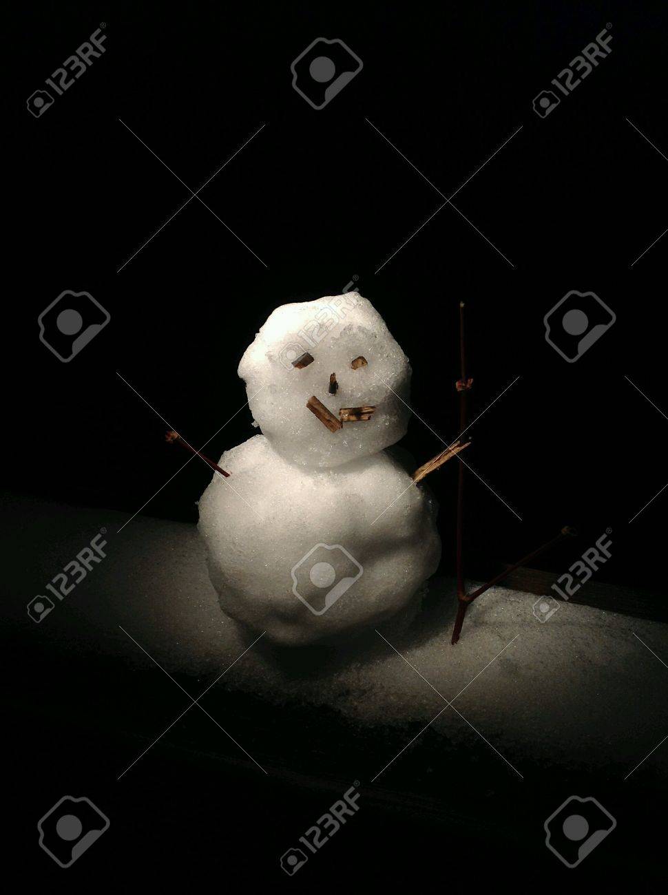 scary snowman in the dark stock photo picture and royalty free