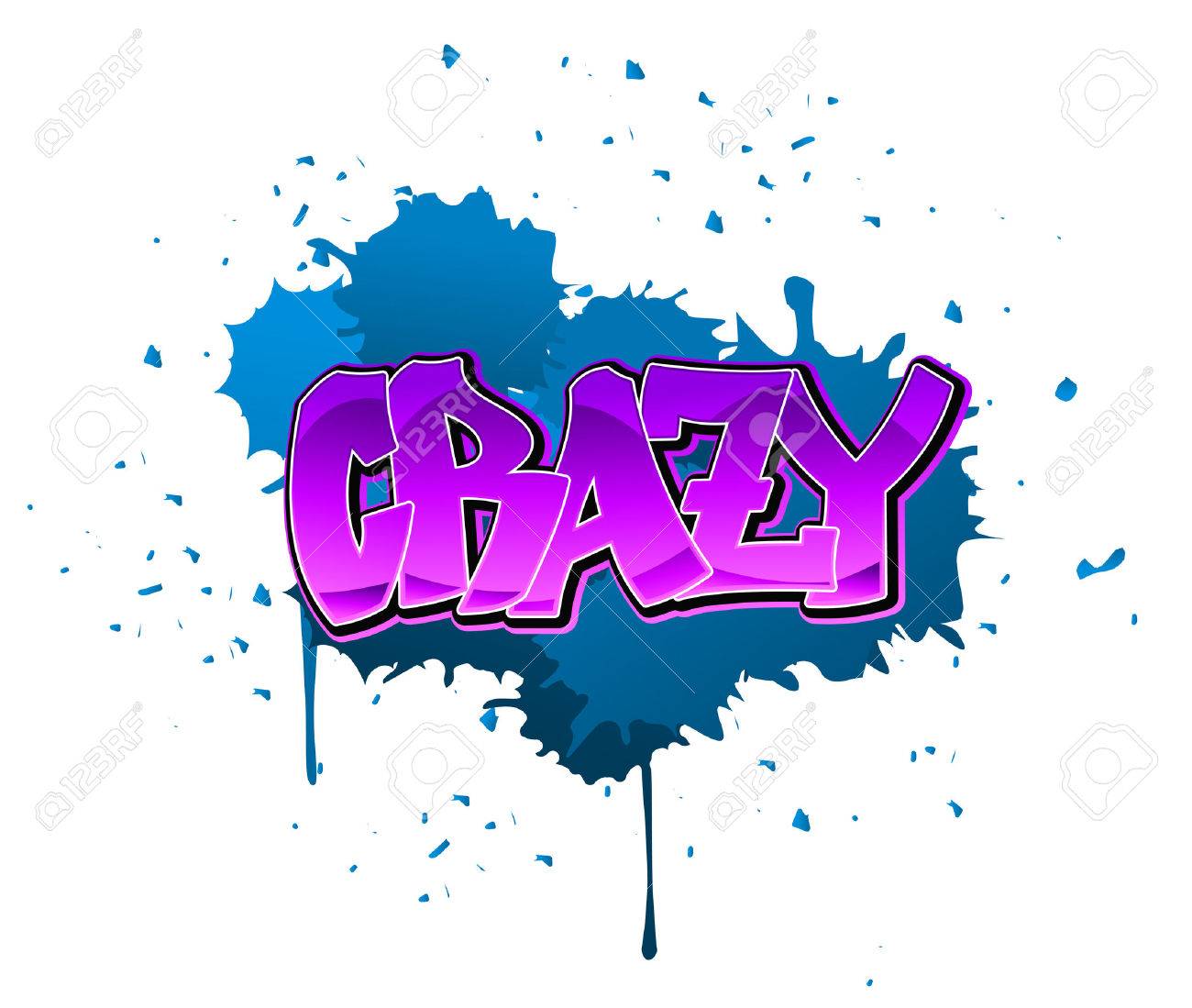 Crazy Graffiti Design On Blue Blobs Background Royalty Free Cliparts Vectors And Stock Illustration Image