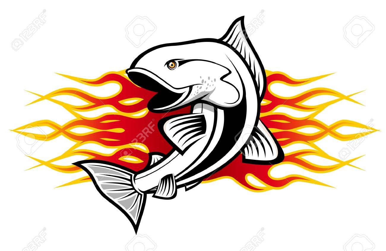 Fischen Sie Mit Stammesflammen Fur Tattoo Design Lizenzfrei Nutzbare Vektorgrafiken Clip Arts Illustrationen Image 9413114