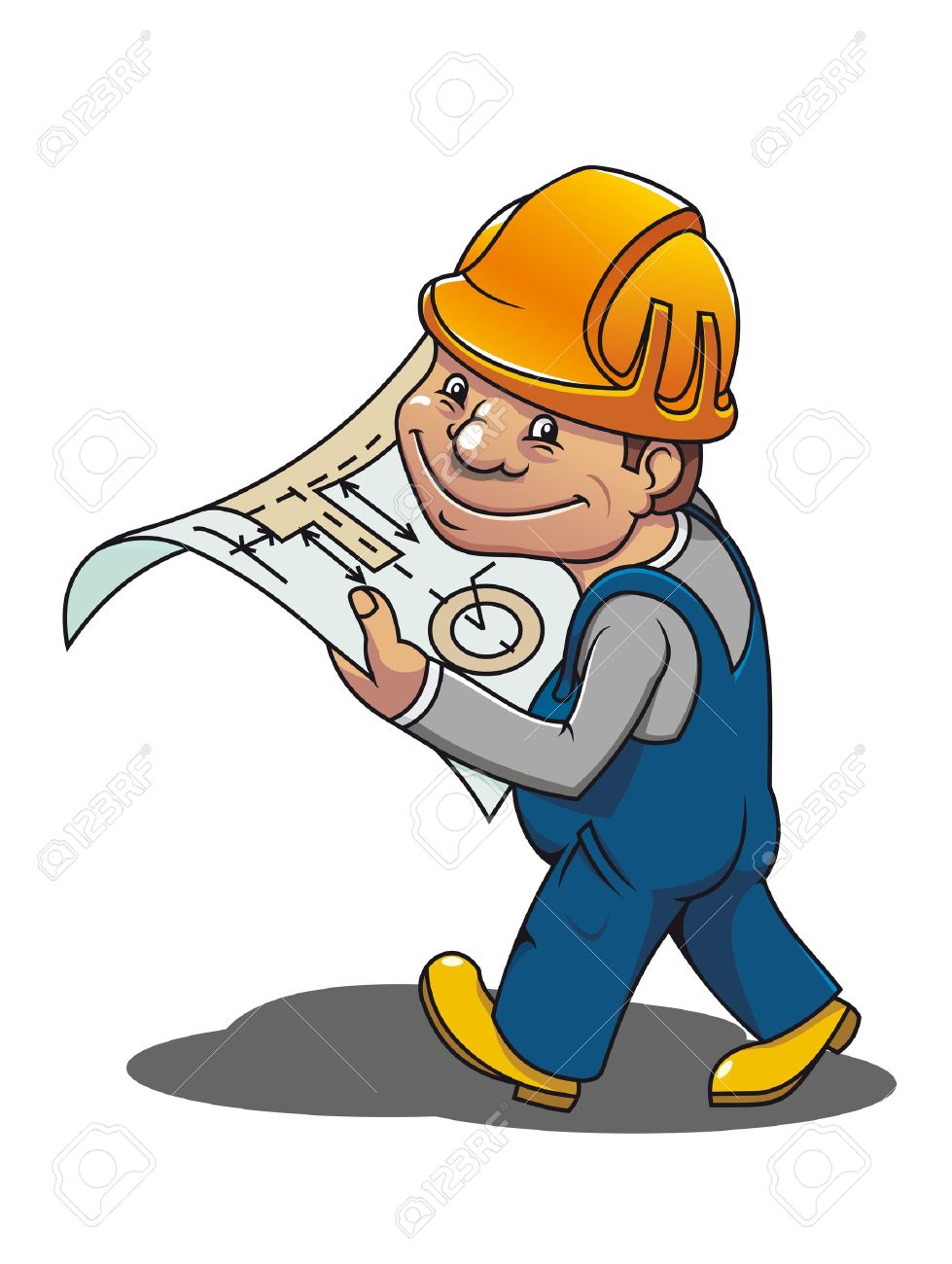 Smiling Cartoon Worker With Scheme For Industrial Design Royalty Free SVG,  Cliparts, Vectors, and Stock Illustration. Image 9779214., image size:979x1300