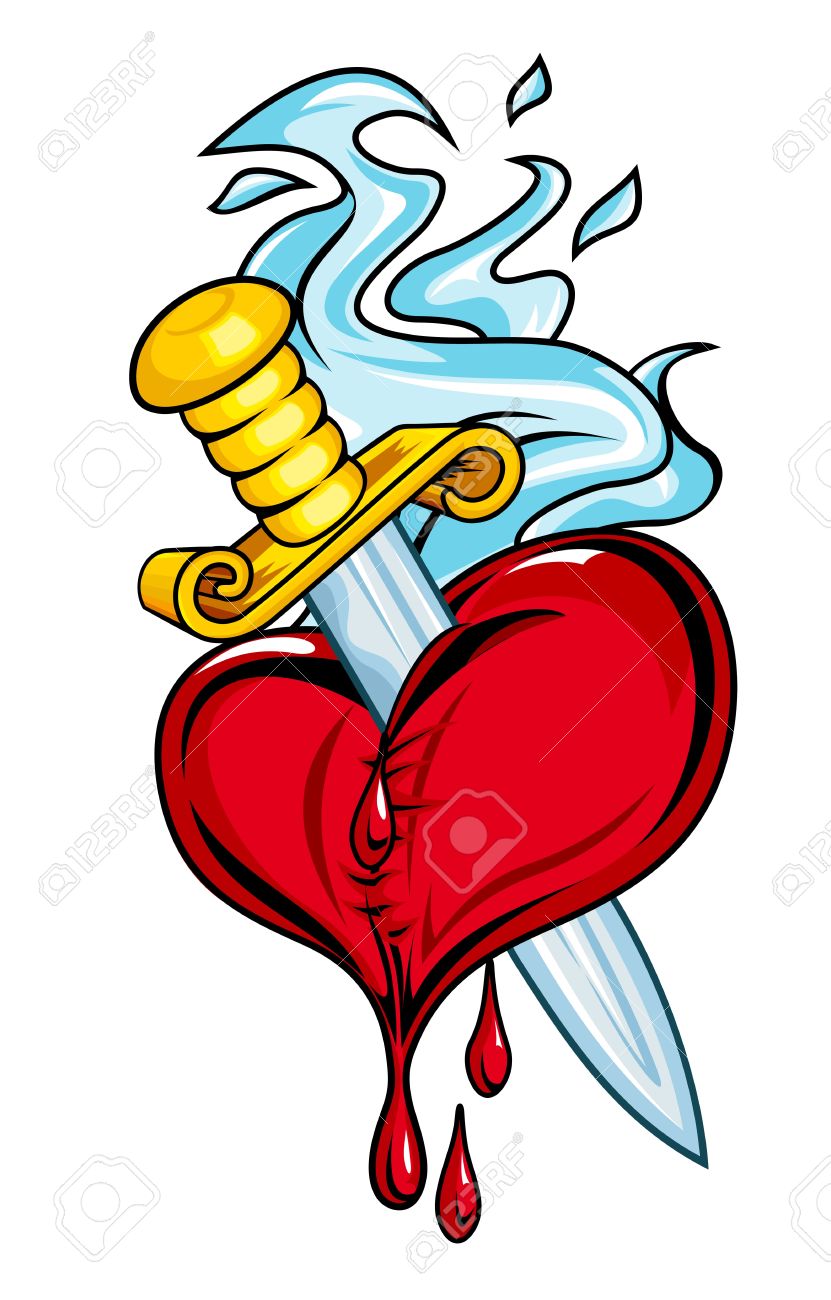 Herz Mit Schwert Und Blut Fur Die Tattoo Design Lizenzfrei Nutzbare Vektorgrafiken Clip Arts Illustrationen Image 10174228