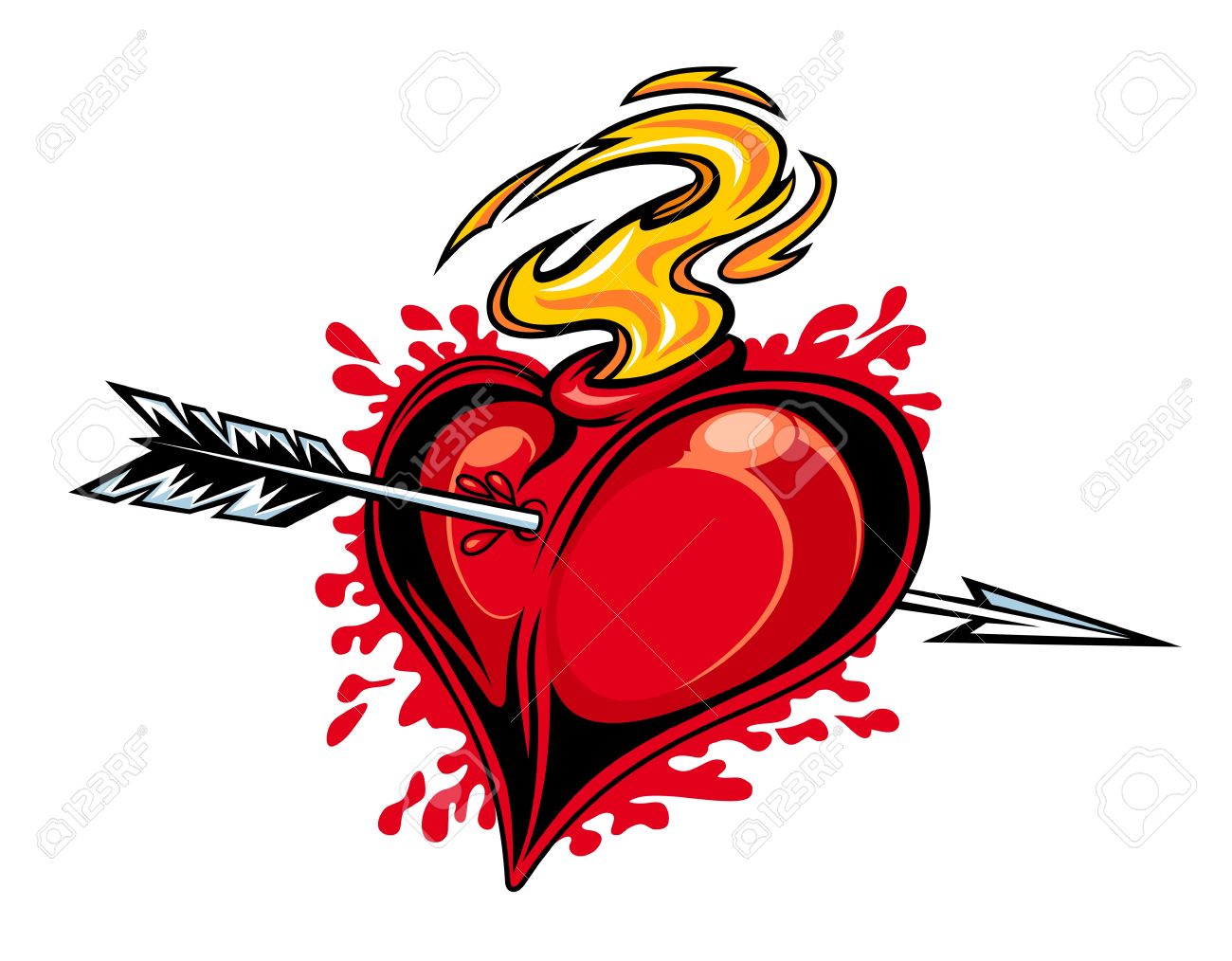 Rotes Herz Mit Pfeil Fur Tattoo Design Lizenzfrei Nutzbare Vektorgrafiken Clip Arts Illustrationen Image 10538383