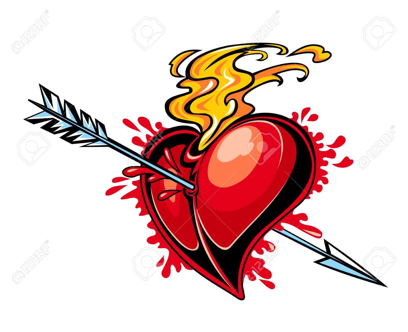 Red Heart With Arrow For Tattoo Design Royalty Free Cliparts Vectors And Stock Illustration Image 10538384