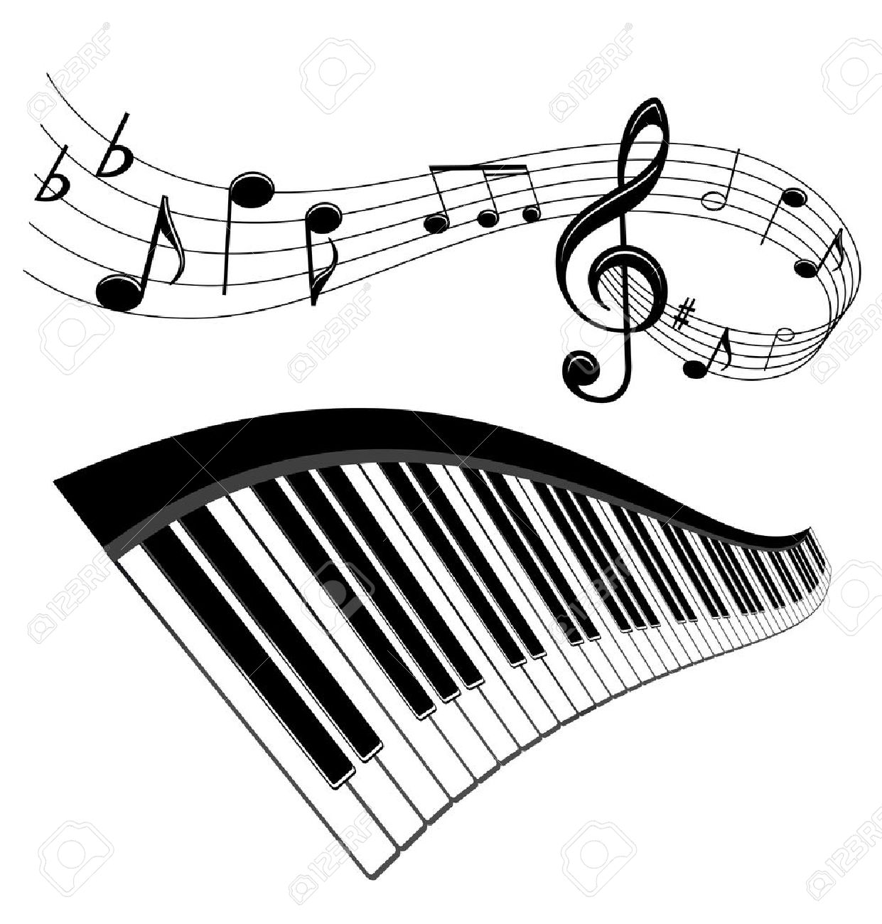 Piano And Notes With Music Elements For Musical Design Royalty Free SVG,  Cliparts, Vectors, and Stock Illustration. Image 10942600., image size:1241x1300