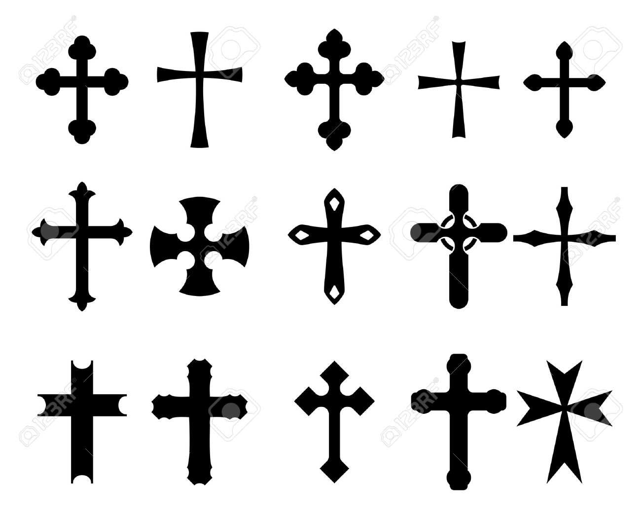set of religious cross symbols isolated on white royalty free set of religious cross symbols isolated on white royalty free