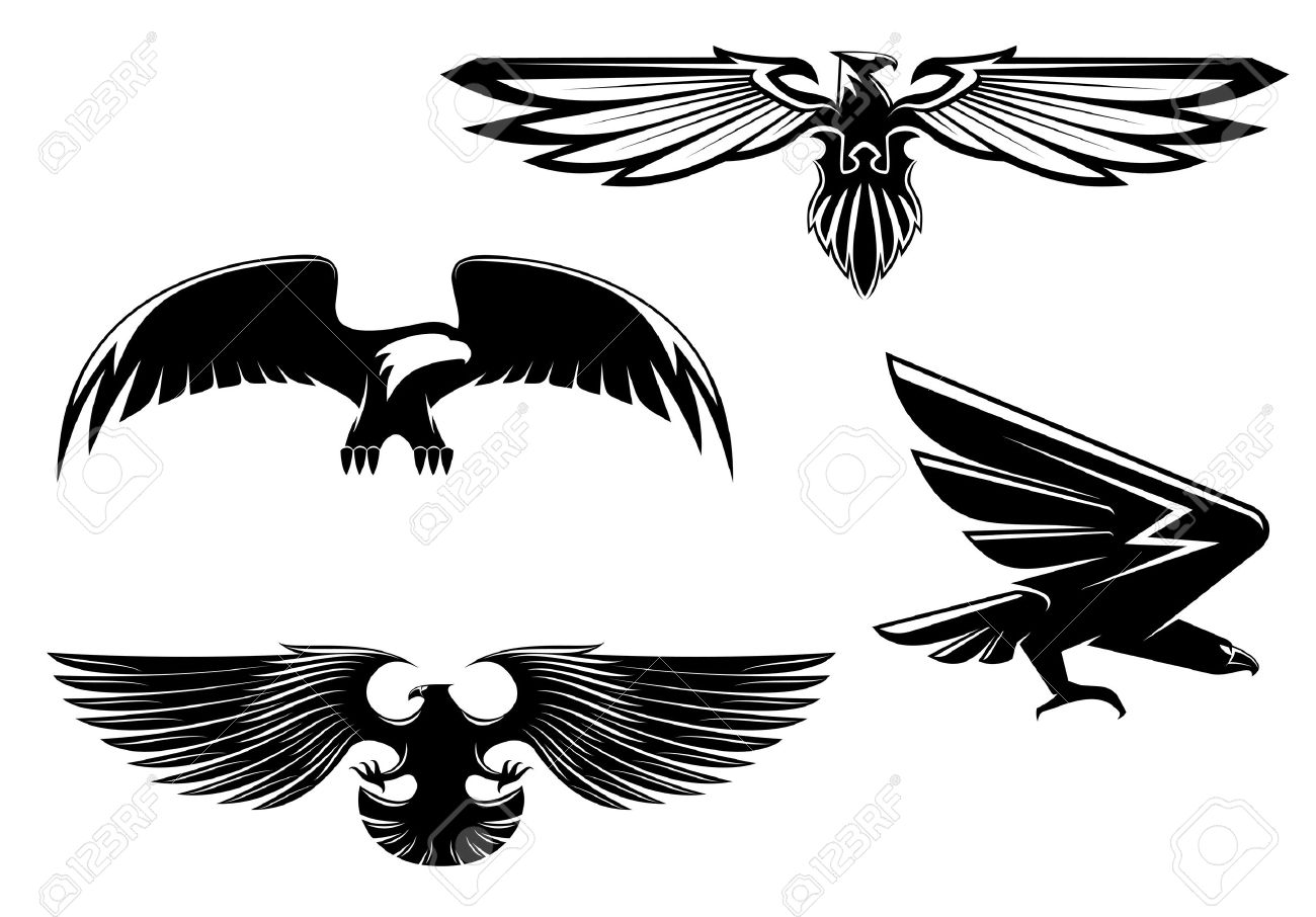 Set Of Heraldry Eagles, Hawks And Falcons For Tattoo Or Mascot Design  Royalty Free SVG, Cliparts, Vectors, and Stock Illustration. Image 13443027., image size:1300x906