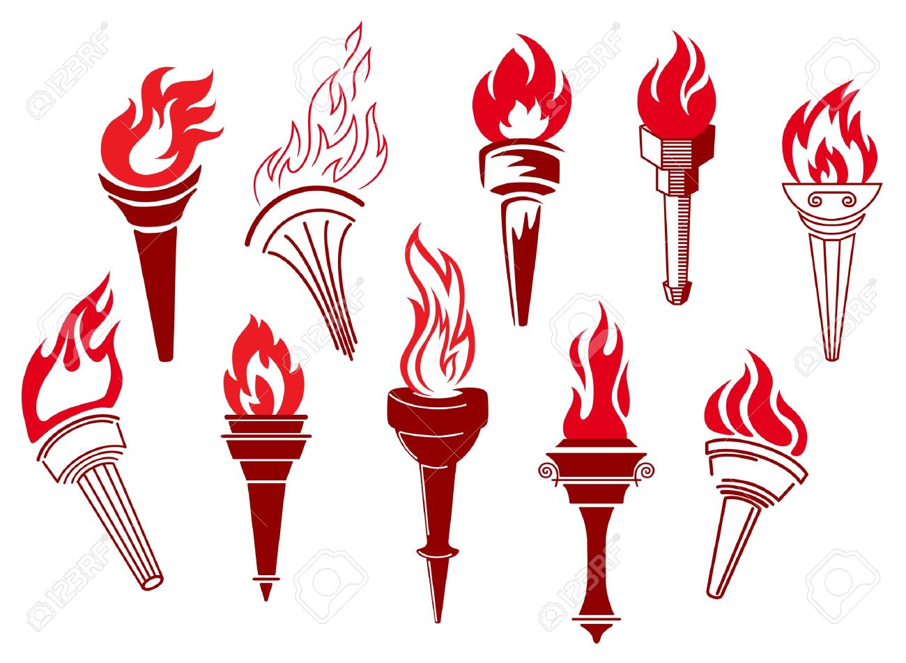 白い背景で隔離にレトロなたいまつ のイラスト素材 ベクタ Image