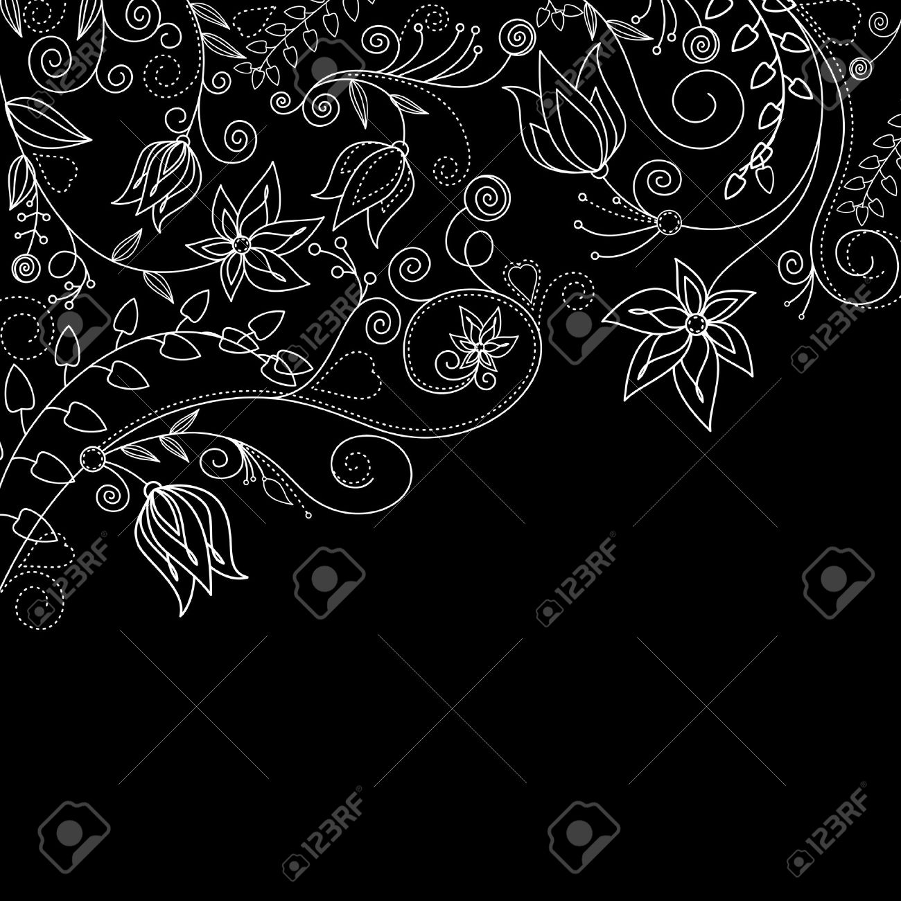 テキスタイル デザインの白い花を持つモノクロ花の背景のイラスト素材 ベクタ Image