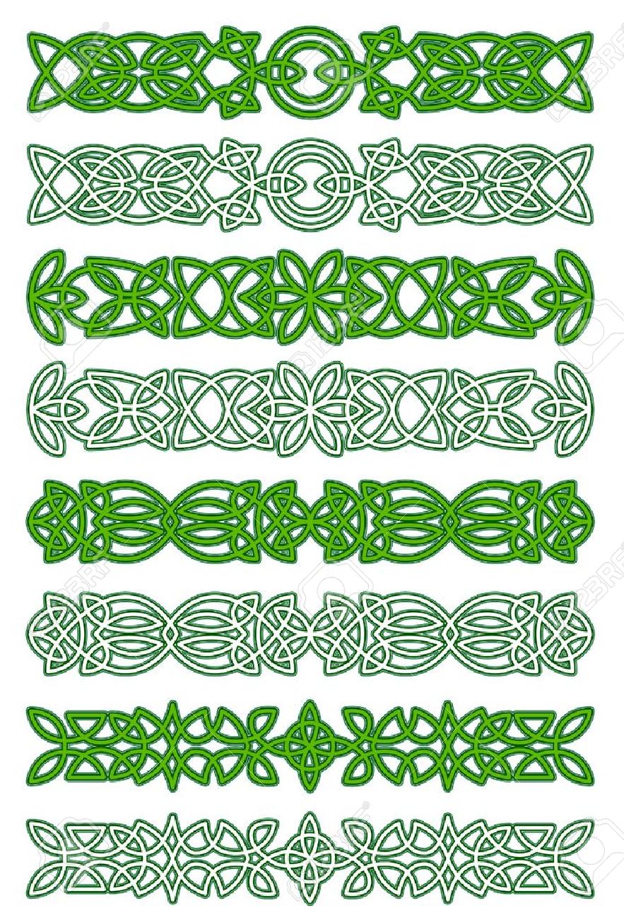 装飾とデザインのための緑のケルト調 オーナメント要素 のイラスト素材 ベクタ Image