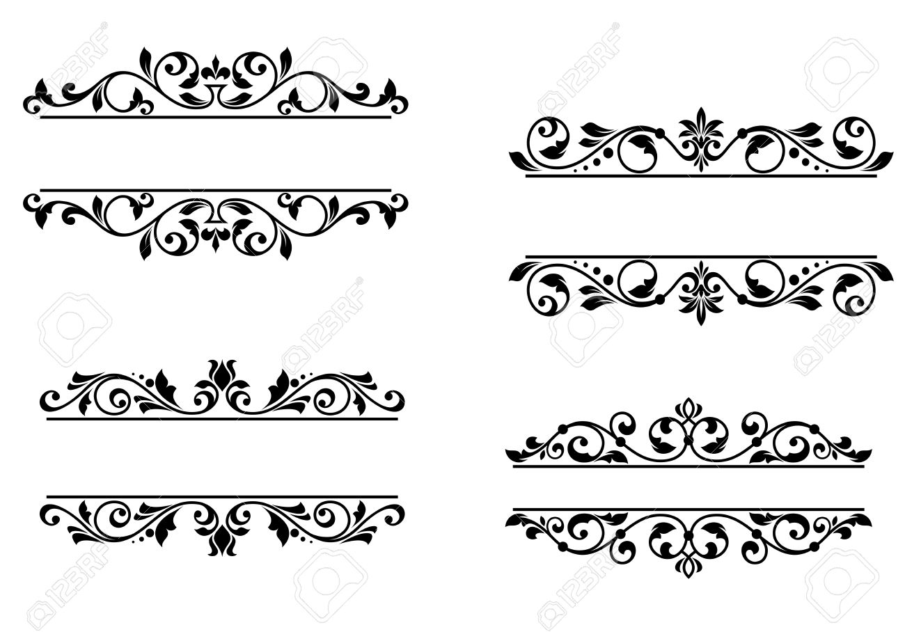 header frame with retro floral elements for monogram or vignette floral header design