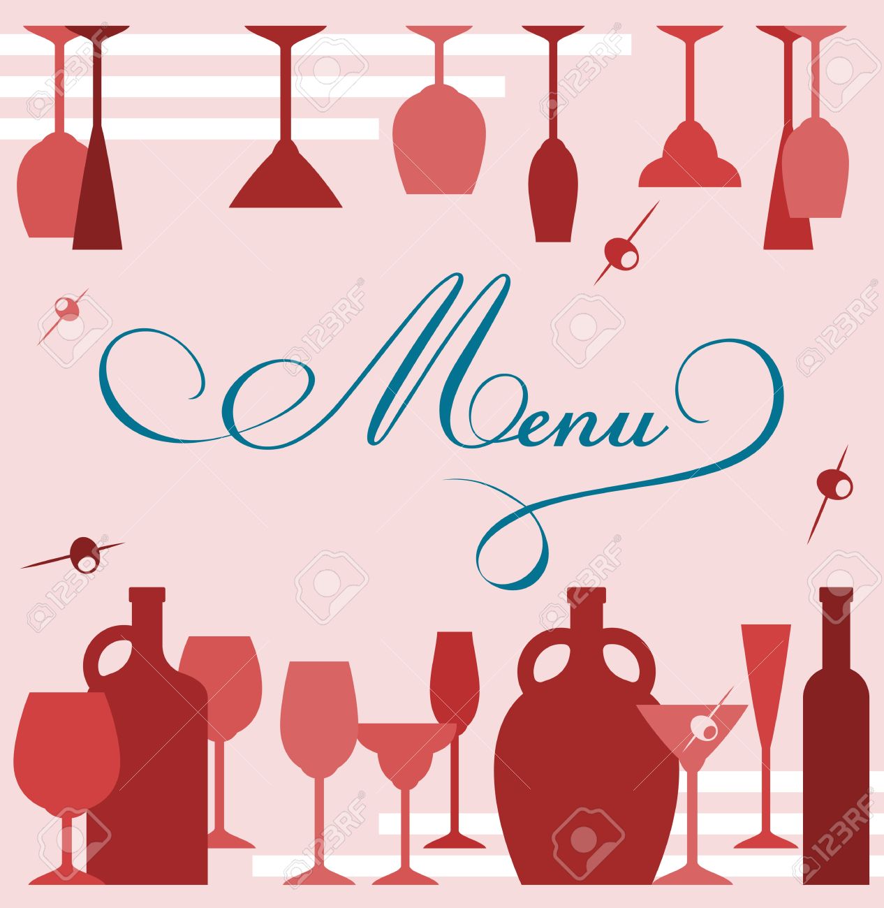 Wine glasses anf goblets on bar menu background - 21520733 Wine glasses anf goblets on bar menu background - 21520733