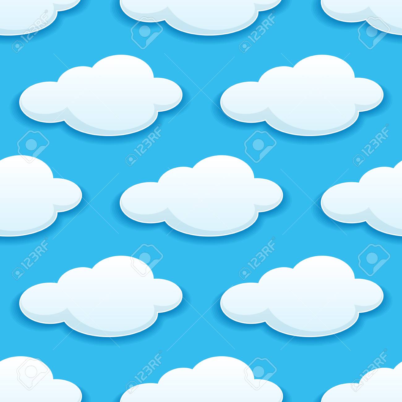 白いふわふわ雲のシームレス パターン のイラスト素材 ベクタ Image 白いふわふわ雲のシームレス パターン のイラスト素材 ベクタ Image