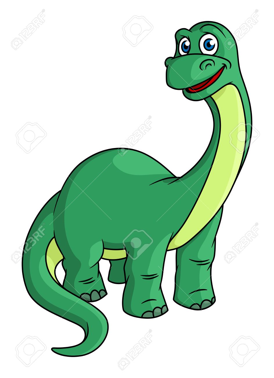 Adorable Green Cartoon Dinosaur Mascot With A Long Neck And Tail Royalty Free Cliparts Vectors And Stock Illustration Image 26344213