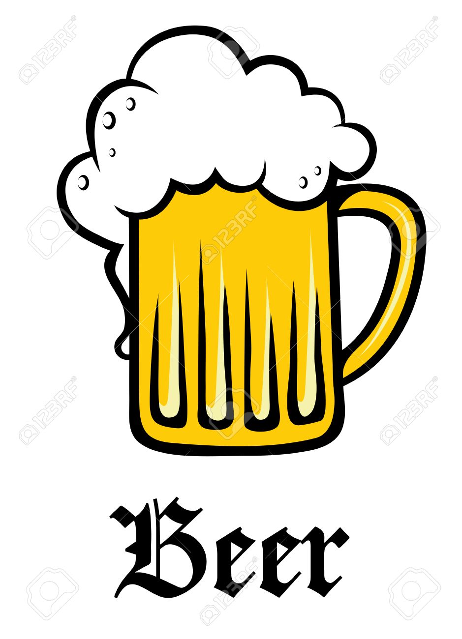ゴールデン泡状ビールやラガーを白のテキスト ビール 上記の側面下にあふれさわやかなガラス パイント タンカード のイラスト素材 ベクタ Image