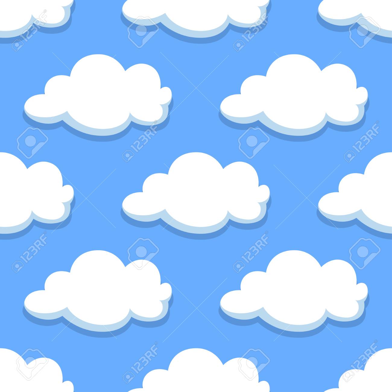 背景や壁紙のデザインの白い雲と空のシームレス パターン のイラスト素材 ベクタ Image