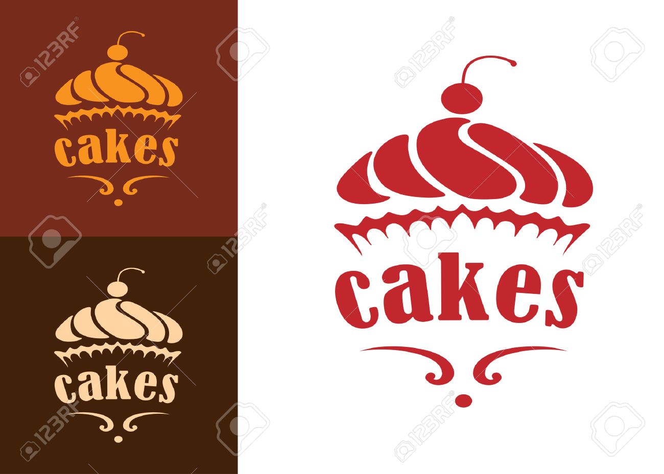 cream dessert cakes bakery logo or emblem for food cafe or