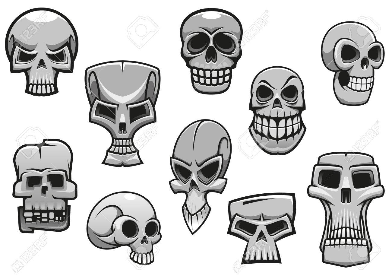Cartoon Human Scary Halloween Skulls For Holiday Design Stock Vector 32405976 Cartoon Human Scary Halloween Skulls For Holiday Design Stock Vector 32405976