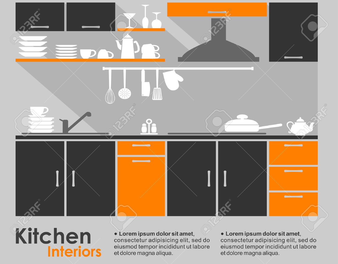 Cocina Diseño Plano Interior Mostrando Una Cocina Equipada Con ... Cocina Diseño Plano Interior Mostrando Una Cocina Equipada Con ...