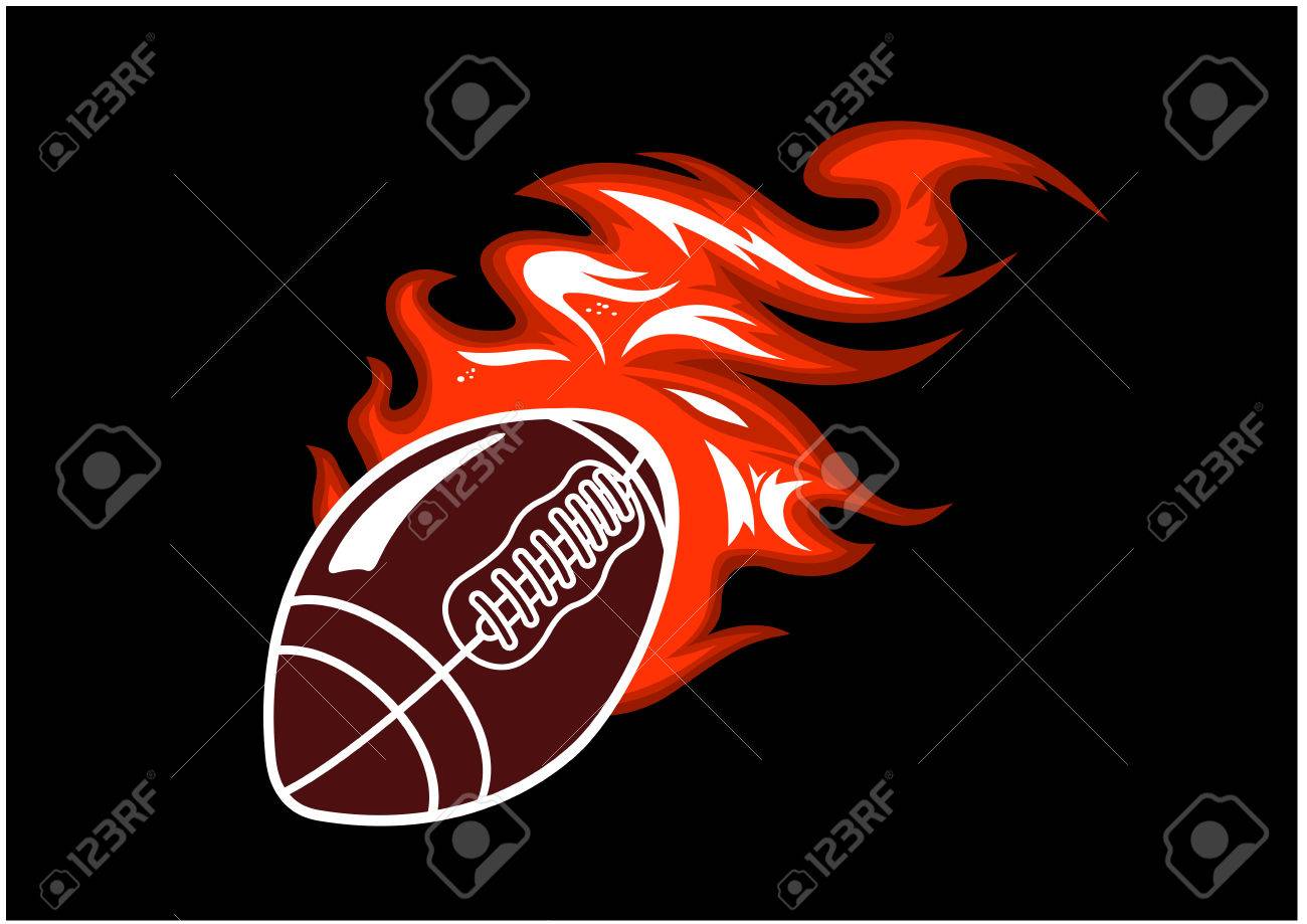 炎炎の動き道で空気を通ってラグビー ボール スピード ベクトル イラスト ブラックのイラスト素材 ベクタ Image