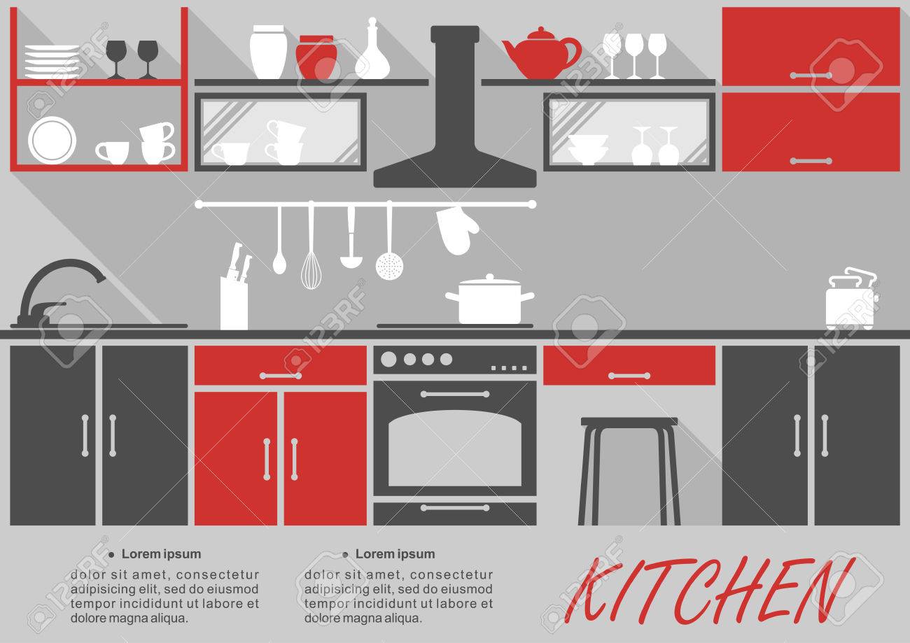 Kitchen Interior Decor Infographic Template With Space For Text Royalty Free Cliparts