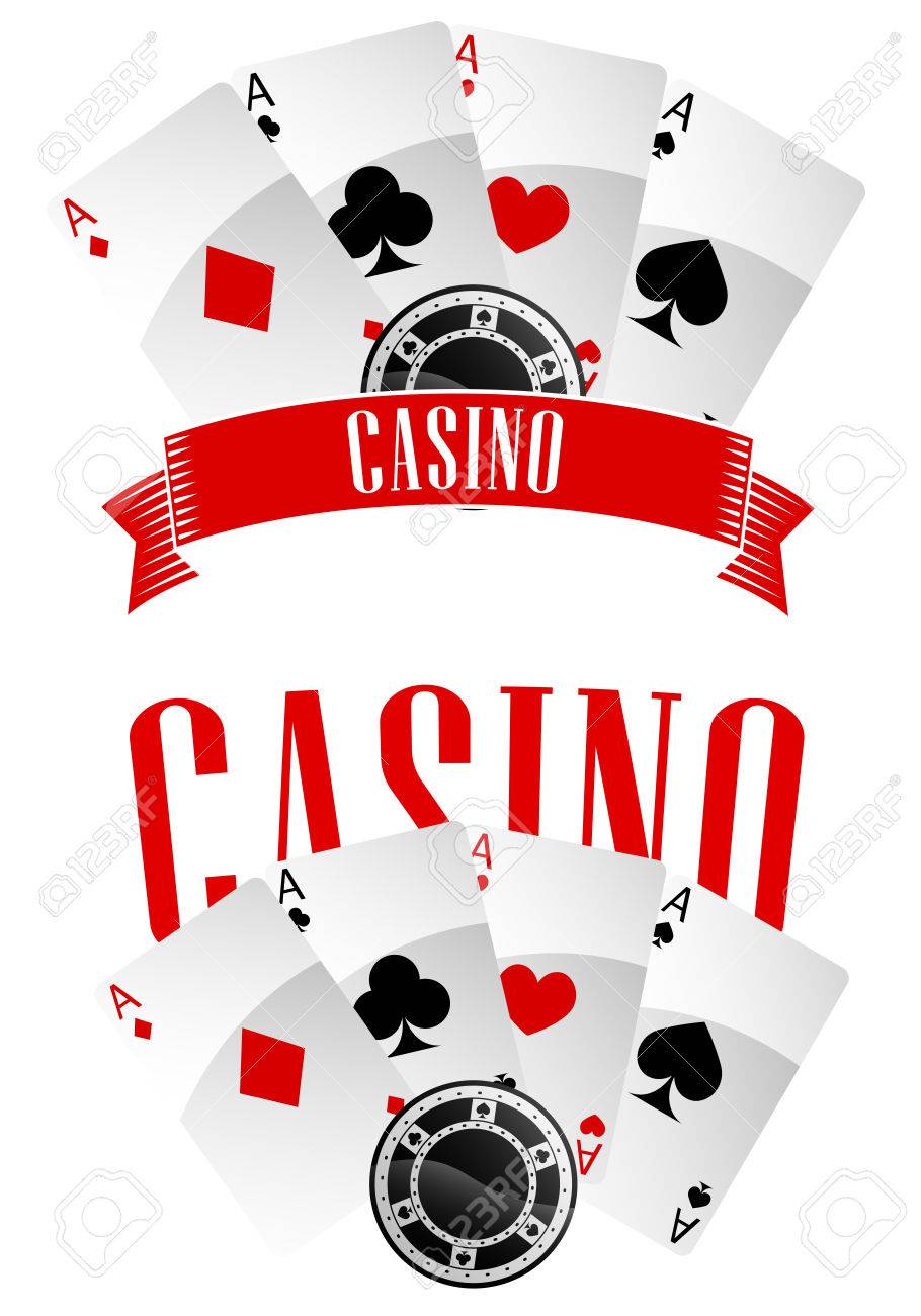 Vettoriale Casino Segni Vettore O Emblemi Che Mostrano I Quattro Assi Su Carte Da Gioco Con Il Casino Di Testo E Il Gioco D Azzardo Chip Illustrazione Vettoriale Su Bianco Image 33467703