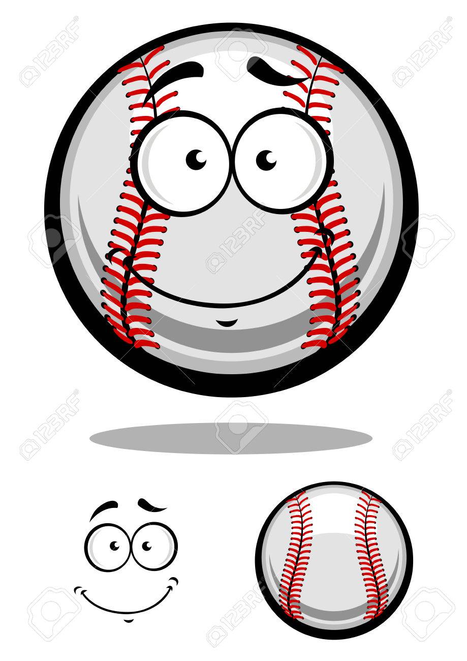 smiling cartoon baseball ball