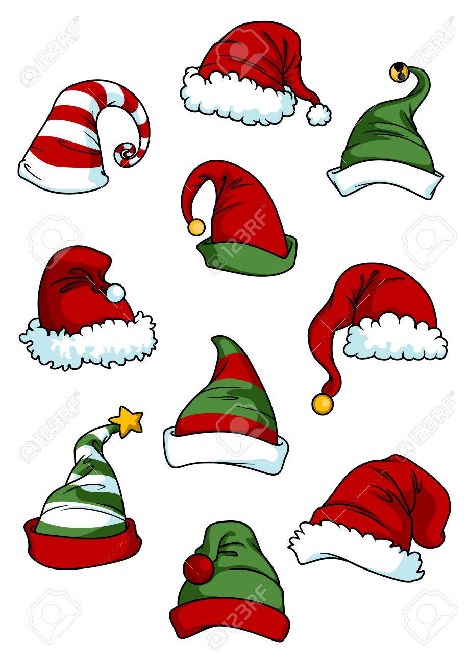 Clown, joker and Santa Claus cartoon hats set isolated on white for seasonal or comics design - 34567791 Clown, joker and Santa Claus cartoon hats set isolated on white for seasonal or comics design - 34567791