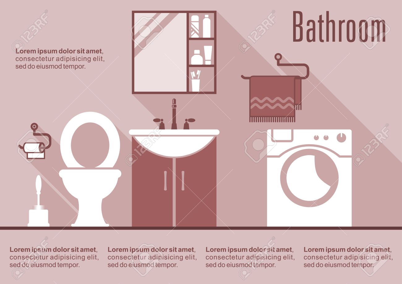 pink bathroom interior with wash basin, shelf, mirror, toilet pink bathroom interior with wash basin, shelf, mirror, toilet