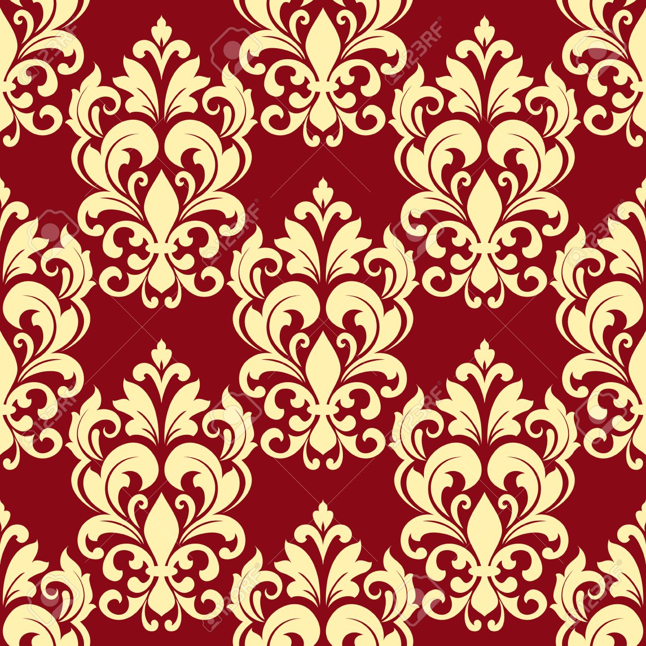 Floral Seamless Pattern With Beige Flowers On Maroon Background For Interior Design Stock Vector Floral Seamless Pattern With Beige Flowers On Maroon Background For Interior Design Stock Vector