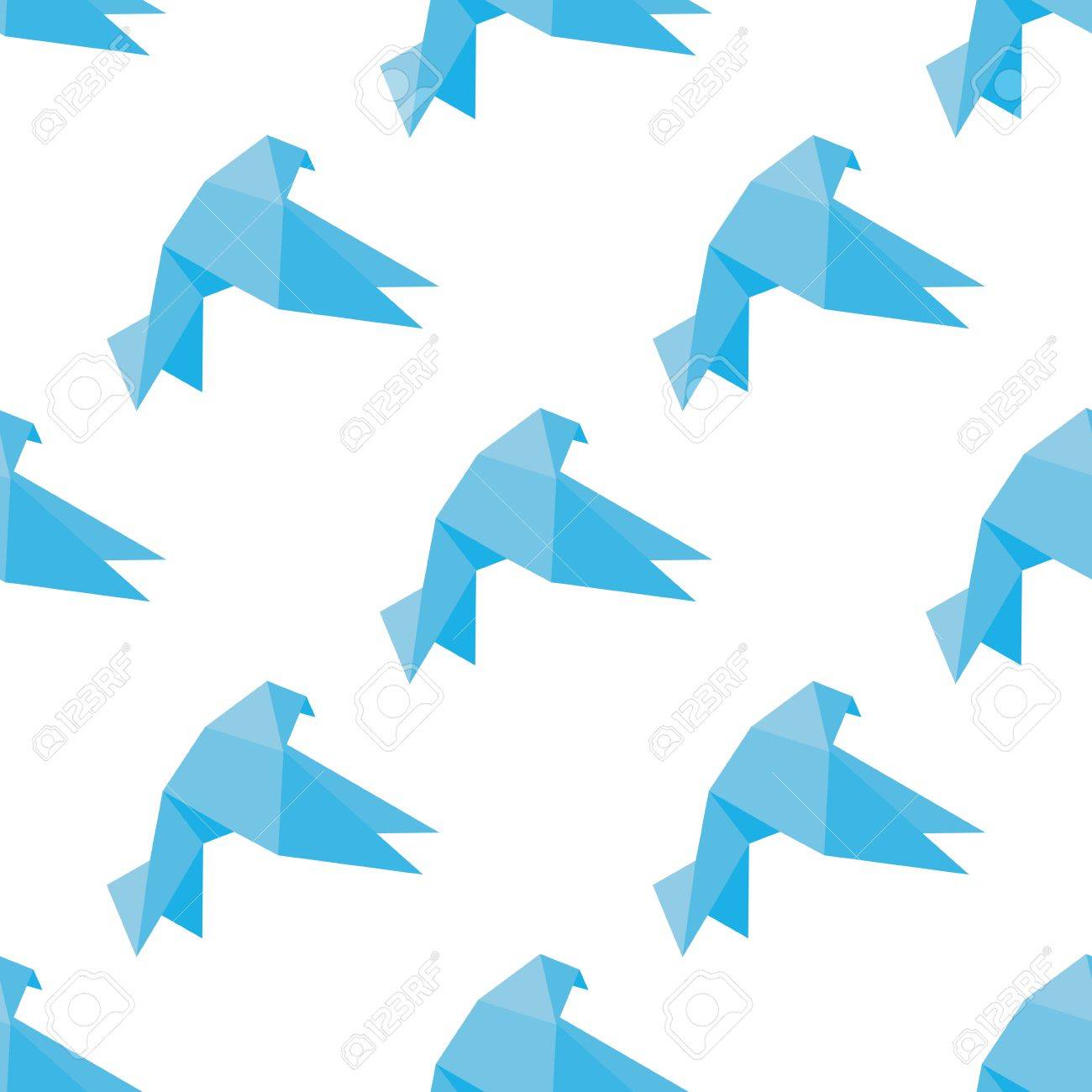 Paloma De Papel O Palomas Sin Patrón Con Azules Pájaros De Origami Volando Aisladas Sobre Fondo Blanco Para El Concepto De La Paz O El Diseño De