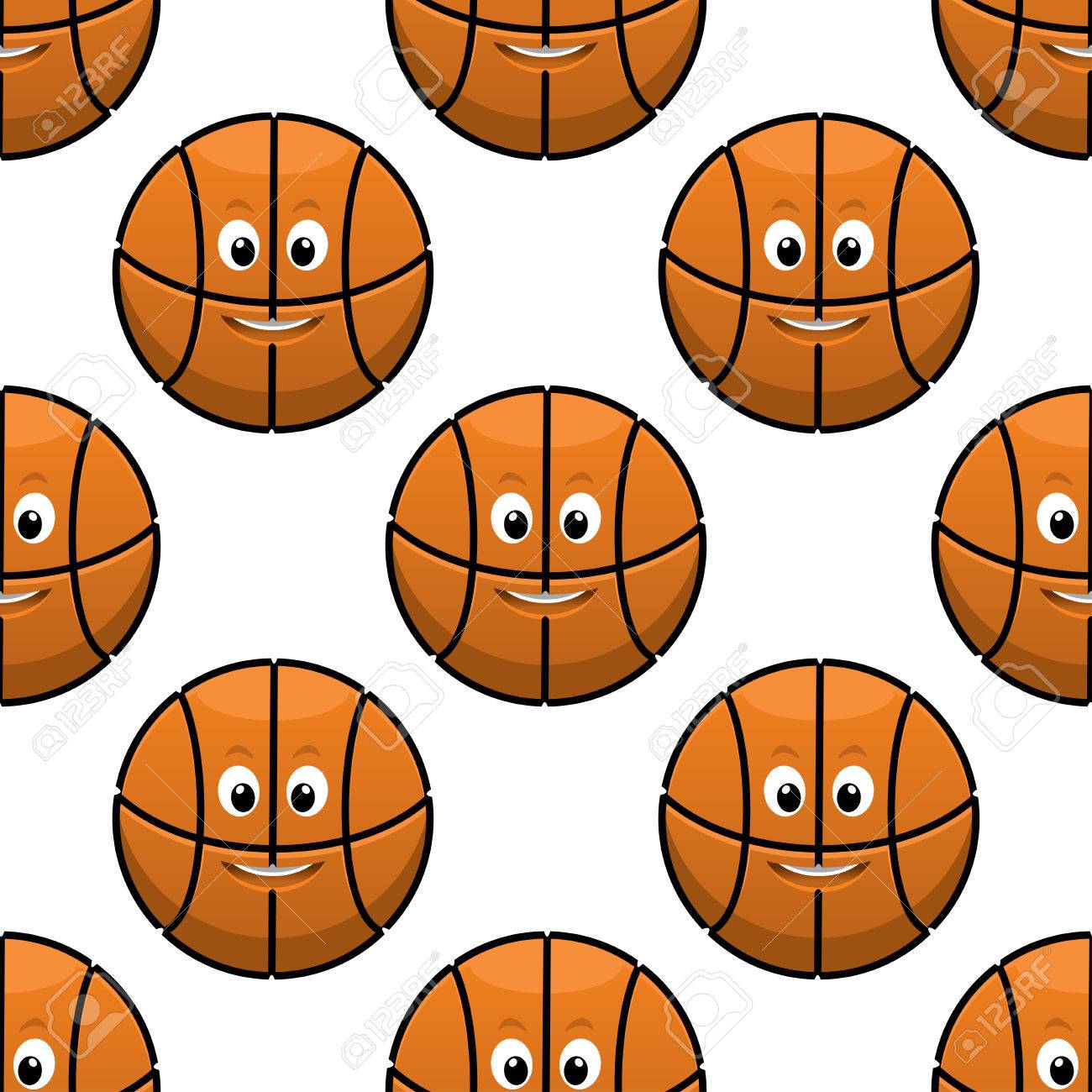 バスケット ボール スポーツ デザインの面白いボールのシームレス パターンのイラスト素材 ベクタ Image