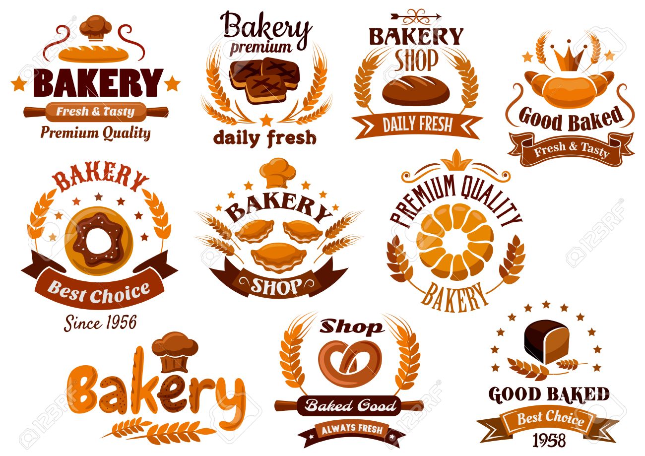 毎日新鮮な最高の選択とプレミアム品質を強調し 白い背景で隔離のラベル 記号茶色ベーカリー エンブレムのイラスト素材 ベクタ Image