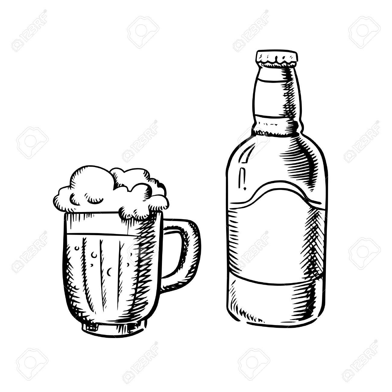 Bierflasche Und Gefüllten Humpen Mit überquellenden Schaum Kopf Skizzieren Skizze Stil Lizenzfrei Nutzbare Vektorgrafiken Clip Arts Illustrationen Image 44736996