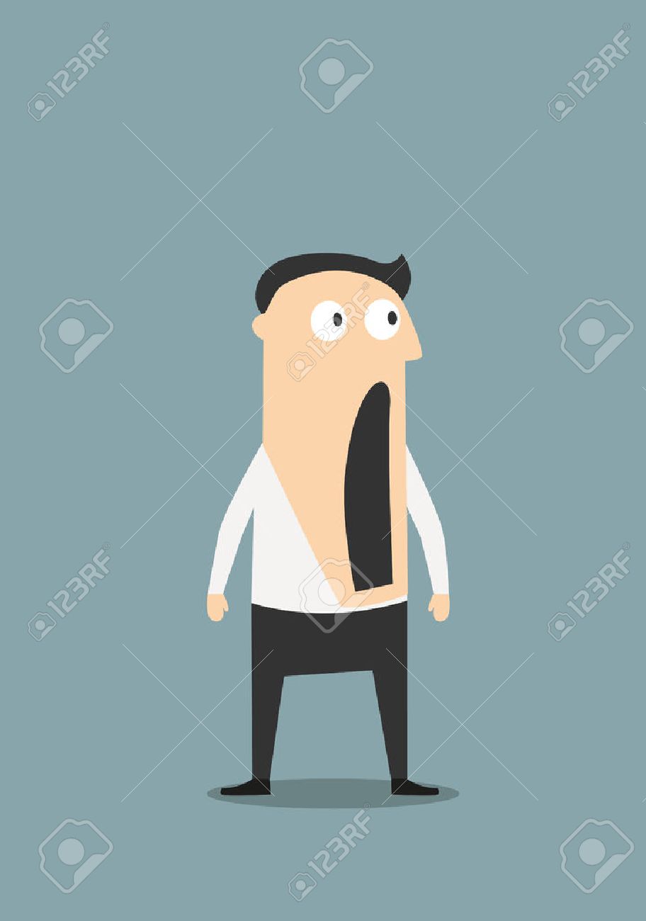 Surprised or shocked businessman with wide open mouth, for emotion expression concept design. Cartoon flat character - 45597449 Surprised or shocked businessman with wide open mouth, for emotion expression concept design. Cartoon flat character - 45597449