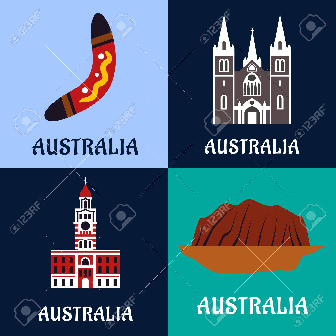 オーストラリアの自然と建築のランドマーク 文化 歴史 宗教のシンボル のイラスト素材 ベクタ Image 49941151