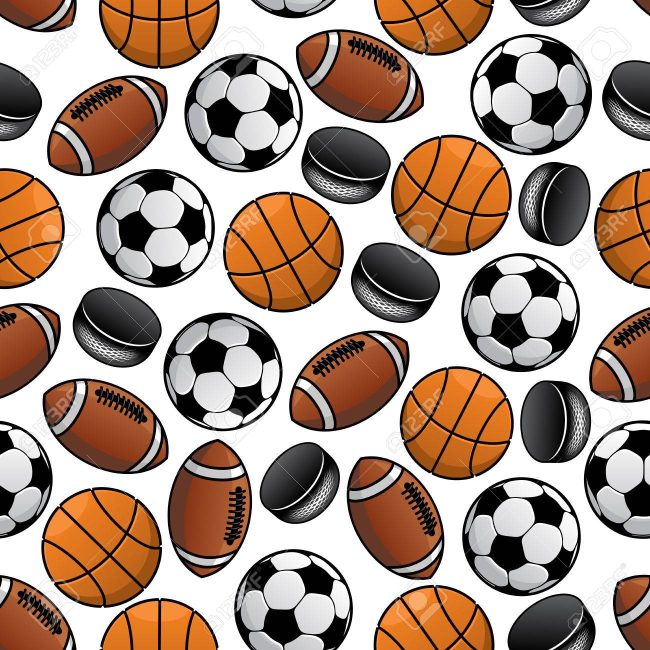 seamless pattern of soccer american football and basketball