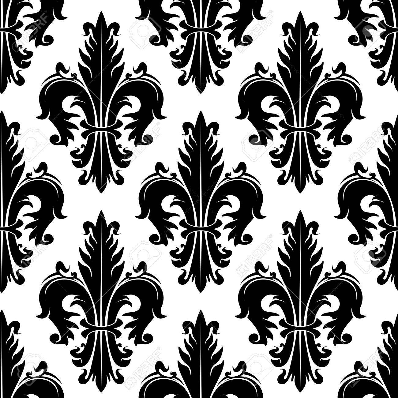 Schwarz-Weiß-Zier-Fleur-de-lis Hintergrund Für Heraldik Thema Oder ... Schwarz-Weiß-Zier-Fleur-de-lis Hintergrund Für Heraldik Thema Oder ...