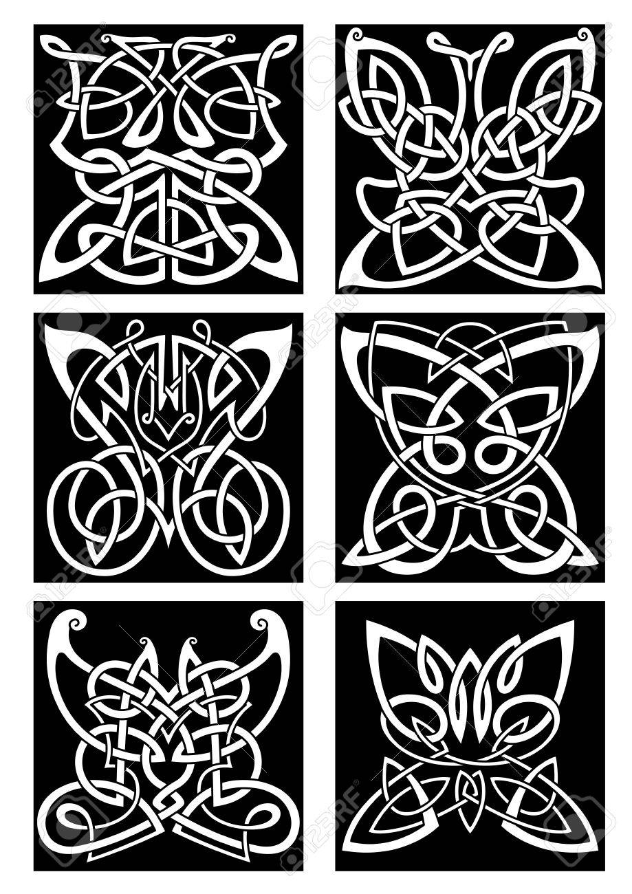 tribal butterflies symbols for tattoo or t shirt print design with infinity swirling celtic knot patterns arranged into beautiful butterflies with open wings royalty free cliparts vectors and stock illustration image 56805727