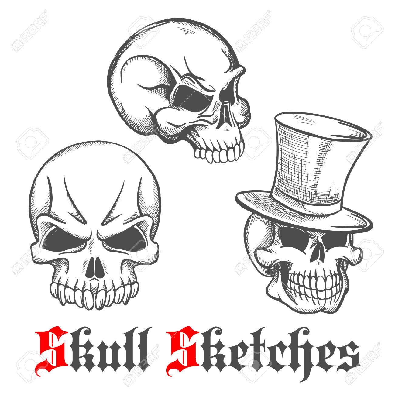 Spooky Halloween Skulls Engraving Sketches Of Gentleman Skull In Vintage Top Hat And Monsters Skeletons With Spooky Halloween Skulls Engraving Sketches Of Gentleman Skull In Vintage Top Hat And Monsters Skeletons With