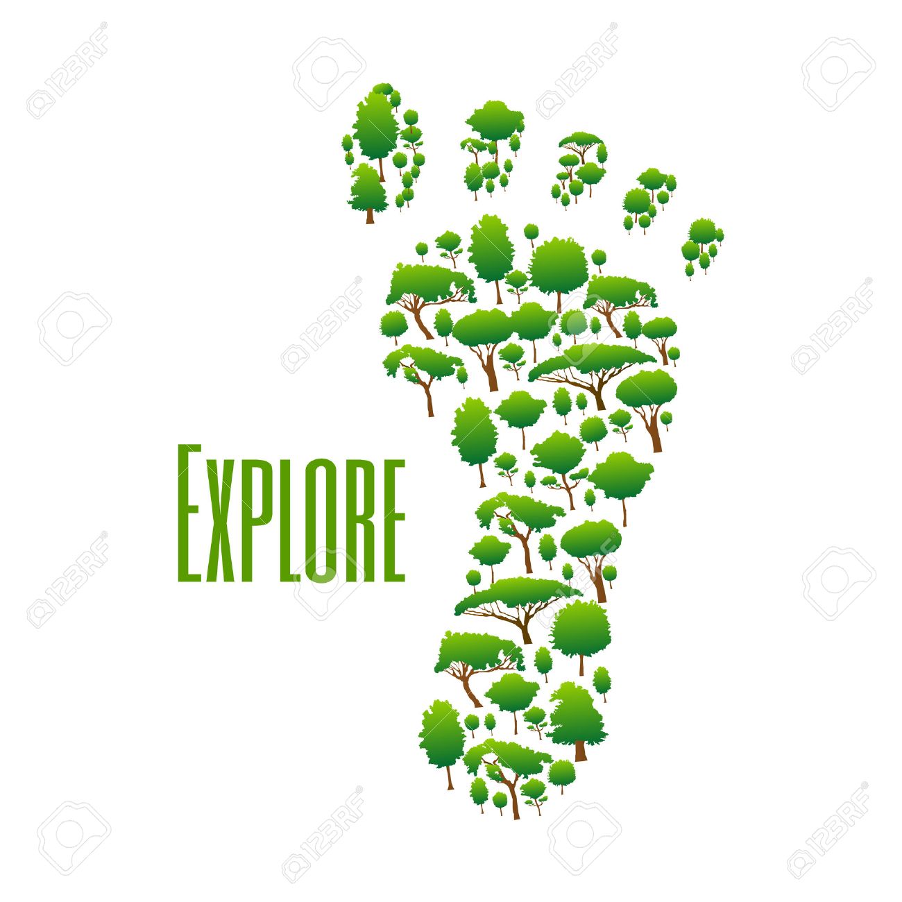 自然安全ポスターを探索します 木のフィート シンボルと緑の環境保護のアイコン のイラスト素材 ベクタ Image 6032